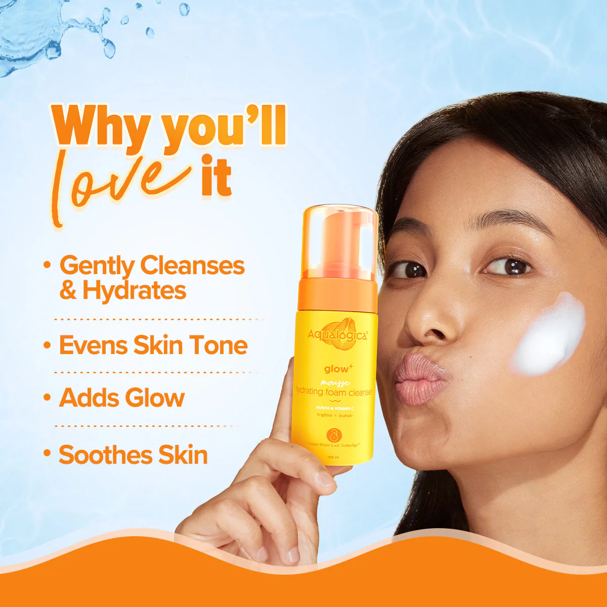 Glow+ Mousse Hydrating Foam Cleanser - 100 ml (Pack of 2) - Image 2