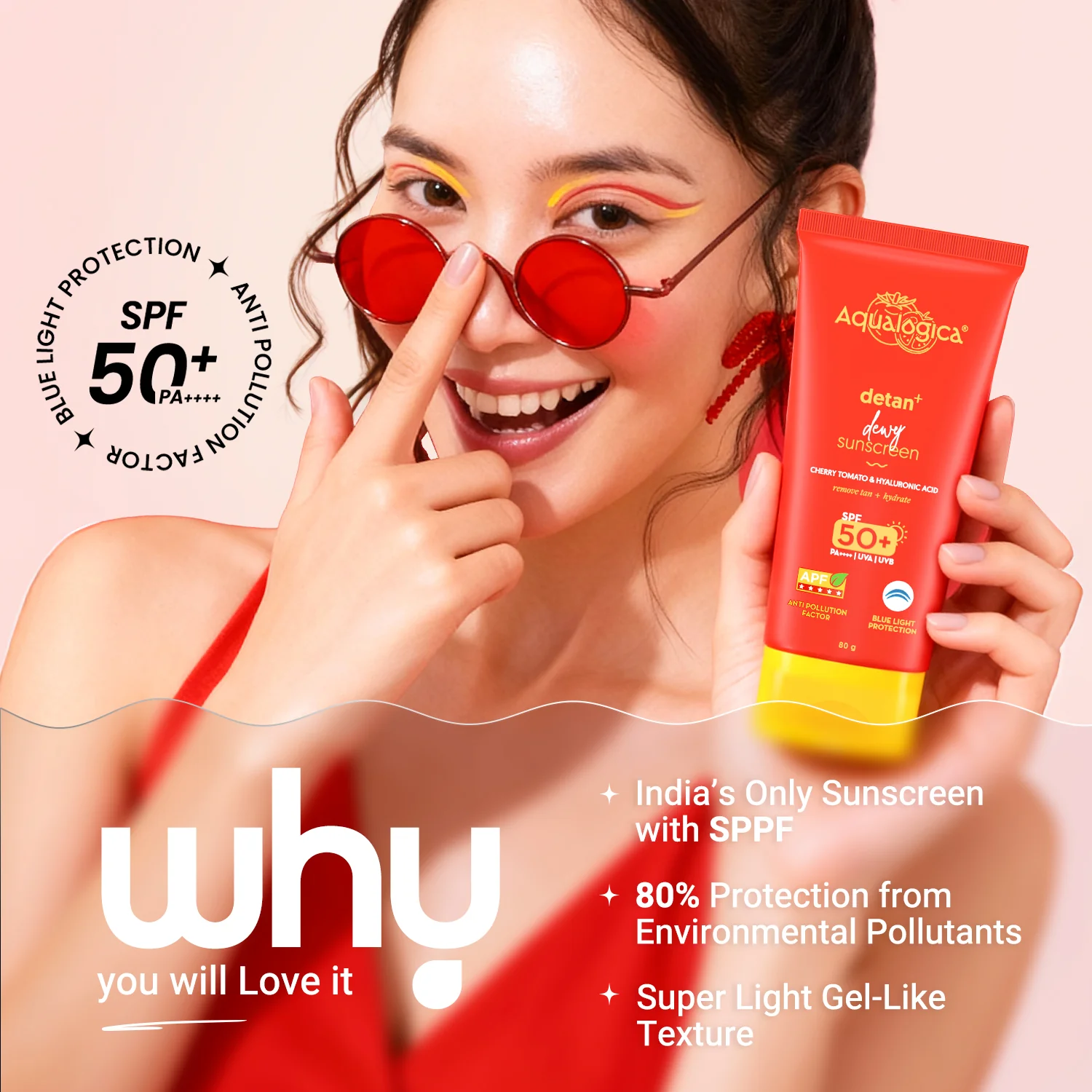 Detan+ Dewy Sunscreen In-Vivo Tested SPF 50+ PA++++ with Cherry Tomato & HA - 80 g (Pack of 2) - Image 5