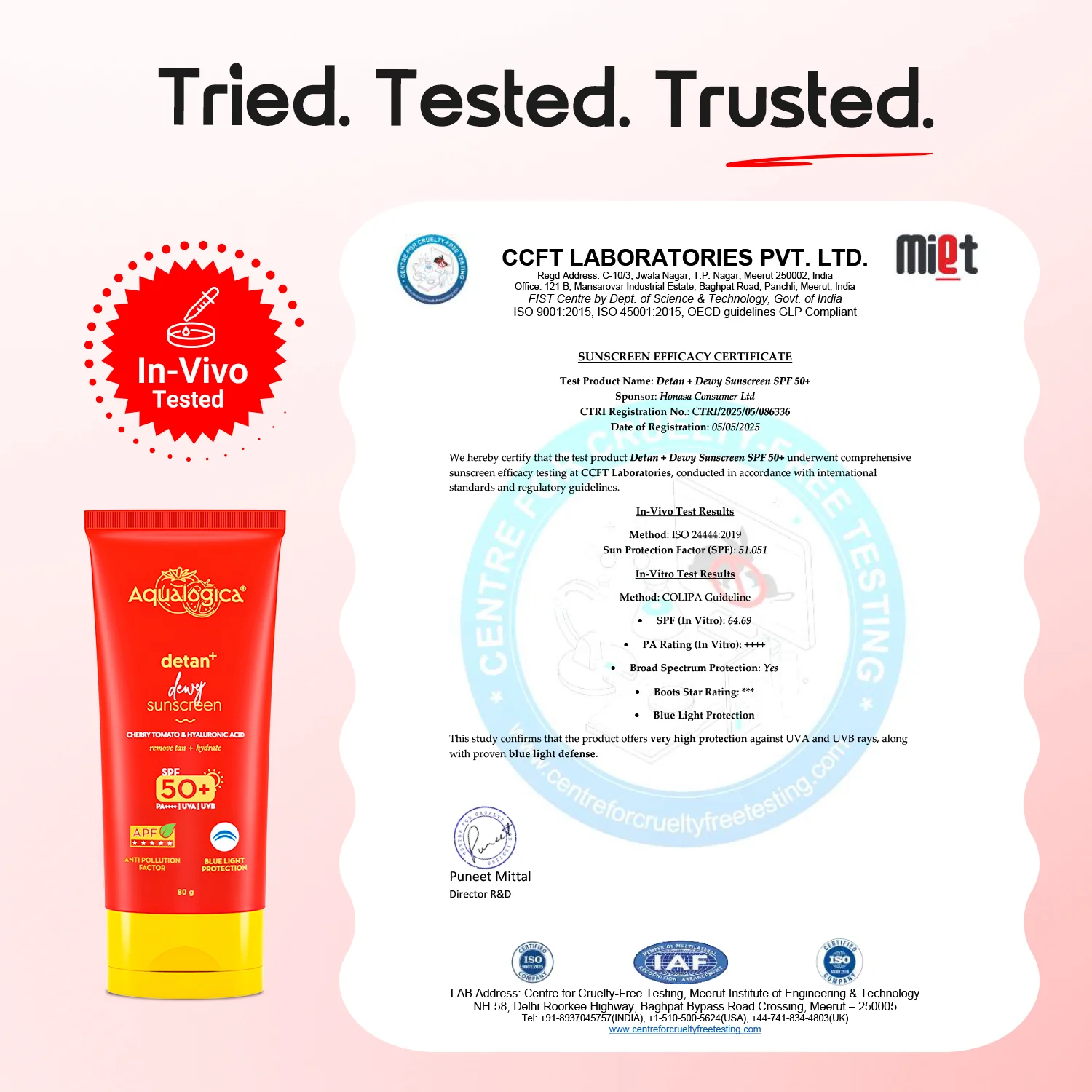 Detan+ Dewy Sunscreen In-Vivo Tested SPF 50+ PA++++ with Cherry Tomato & HA - 80 g (Pack of 2) - Image 8