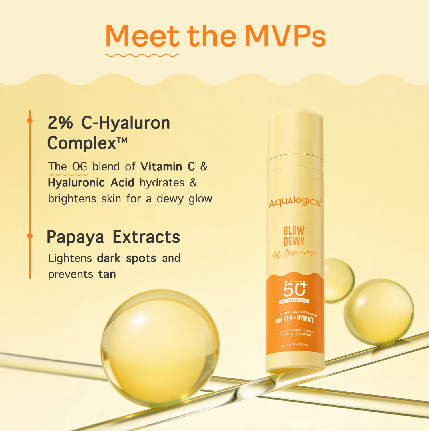 Glow+ Dewy Sunscreen Gel In-Vivo Tested SPF 50+ PA++++ with Papaya & Vitamin C - 50g (Pack of 3) - Image 6