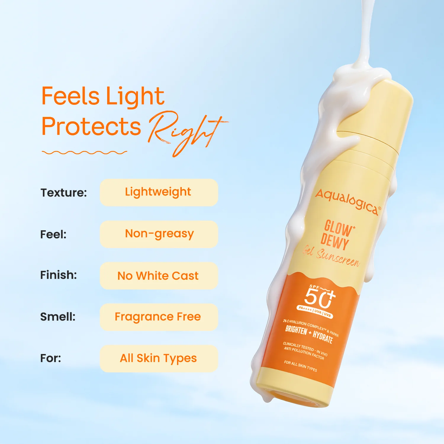 Glow+ Dewy Sunscreen Gel In-Vivo Tested SPF 50+ PA++++ with Papaya & Vitamin C - 50g (Pack of 3) - Image 9