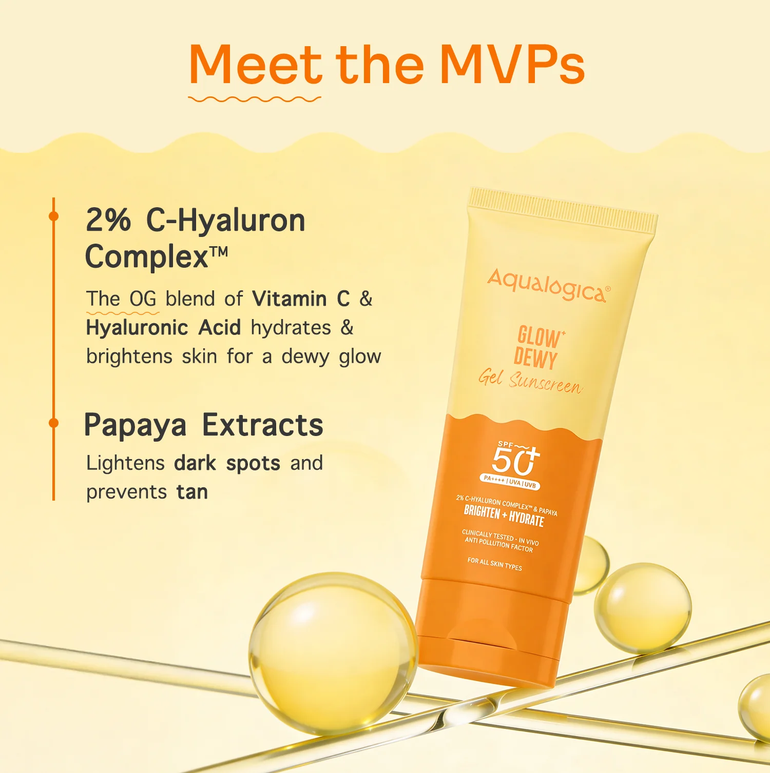 Glow+ Dewy Sunscreen Gel In-Vivo Tested SPF 50+ PA++++ with Papaya & Vitamin C - 80g - Image 10